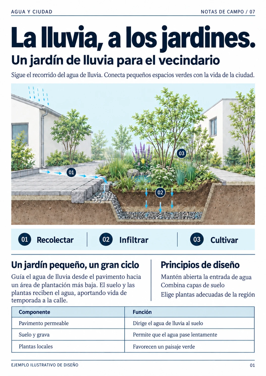 Traducción al español de la página de ejemplo sobre jardines de lluvia
