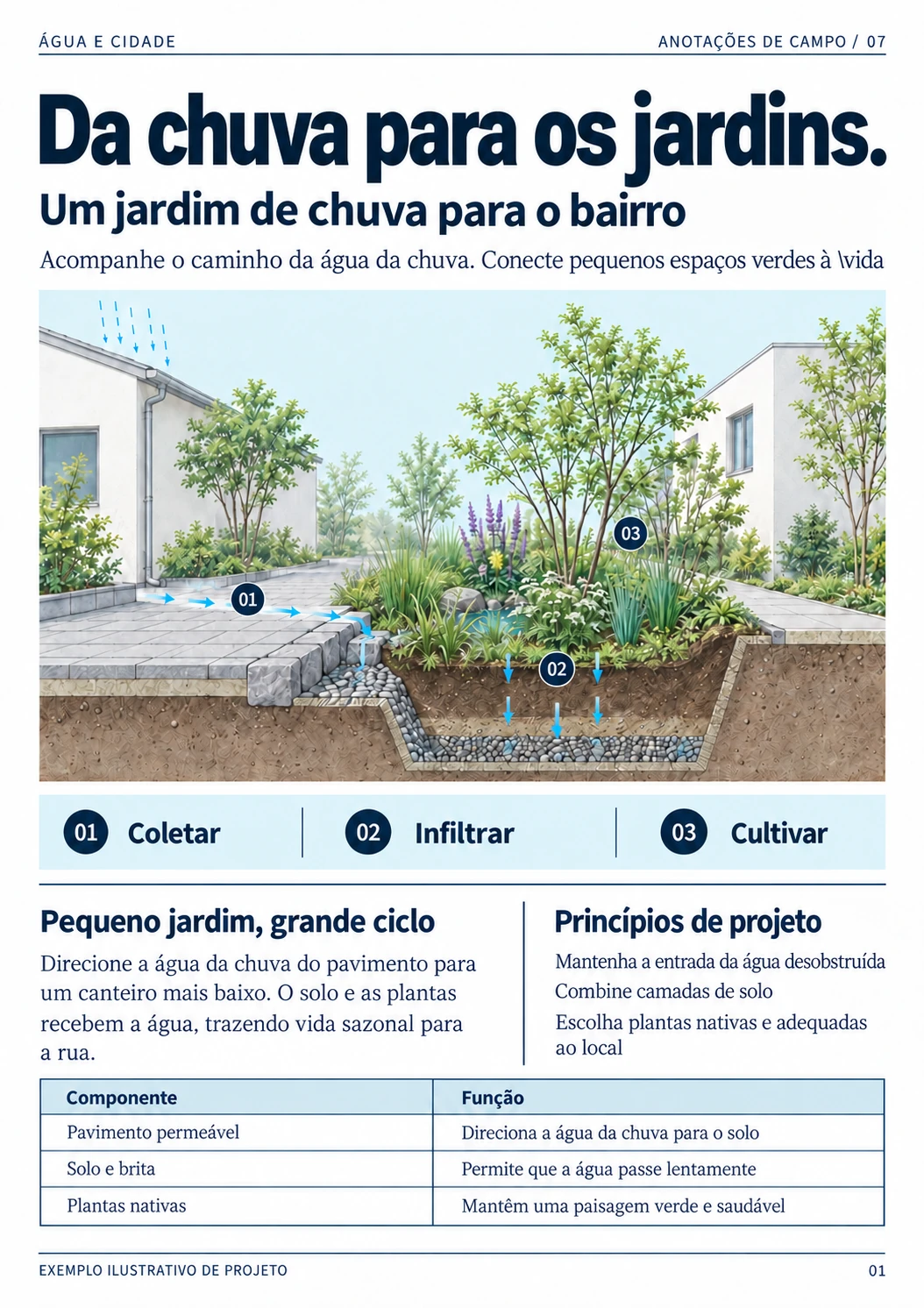 Tradução em português da página de exemplo sobre jardins de chuva